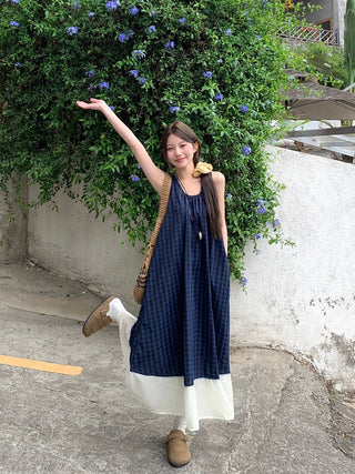 Vintage Blue Plaid Dress