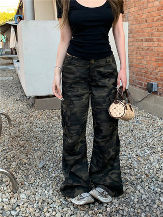 U-Collar Short Sleeve Top with Cargo Pants