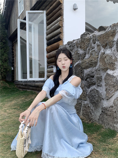 Lace Off-Shoulder Shirt with Skirt