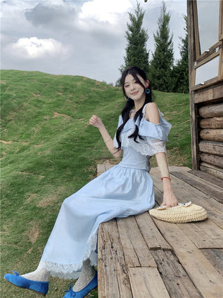 Lace Off-Shoulder Shirt with Skirt