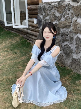 Lace Off-Shoulder Shirt with Skirt