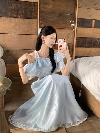 Lace Off-Shoulder Shirt with Skirt