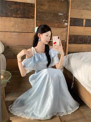 Lace Off-Shoulder Shirt with Skirt