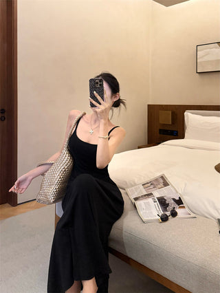 Gray Backless Sling Dress