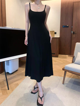 Gray Backless Sling Dress