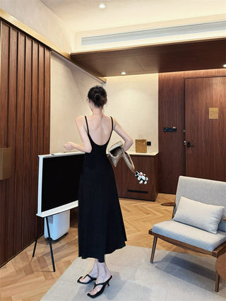 Gray Backless Sling Dress