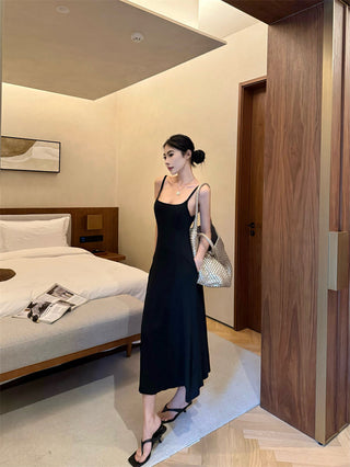 Gray Backless Sling Dress