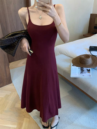 Gray Backless Sling Dress