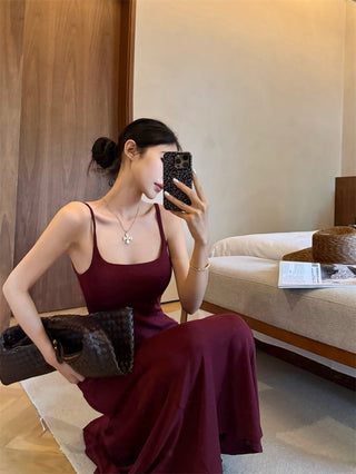 Gray Backless Sling Dress