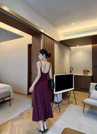 Gray Backless Sling Dress