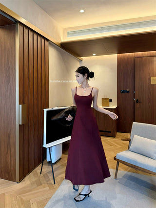 Gray Backless Sling Dress