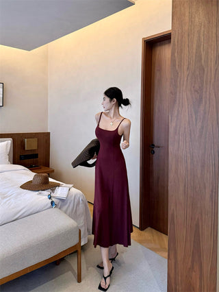 Gray Backless Sling Dress