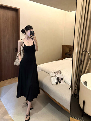 Gray Backless Sling Dress