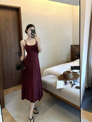 Gray Backless Sling Dress