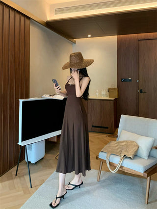 Gray Backless Sling Dress