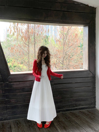 White Strap Dress with Jacket