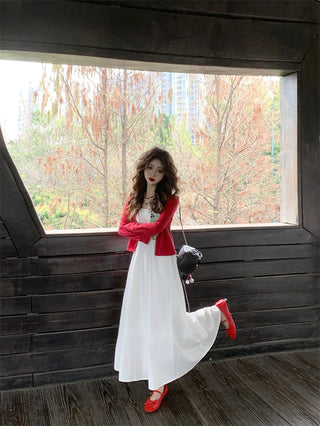 White Strap Dress with Jacket