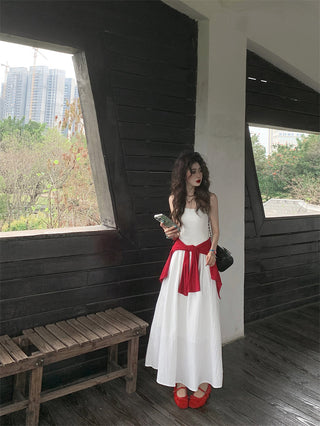 White Strap Dress with Jacket