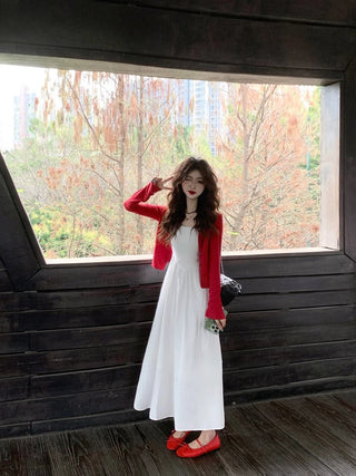 White Strap Dress with Jacket