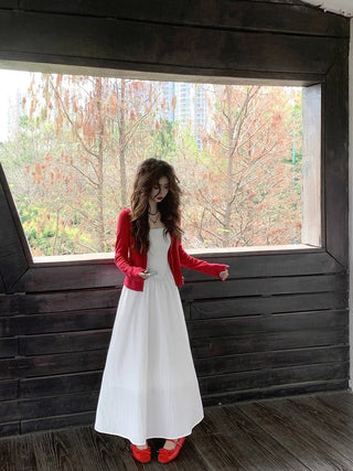White Strap Dress with Jacket