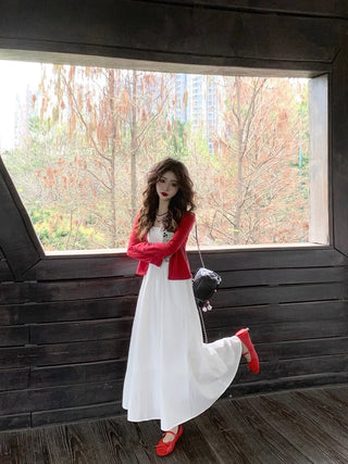 White Strap Dress with Jacket