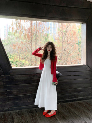 White Strap Dress with Jacket