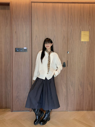 Diagonal Collar Shirt with Wide Pants