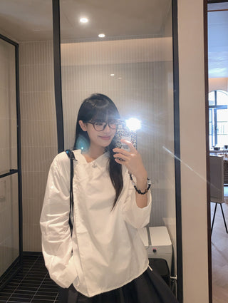 Diagonal Collar Shirt with Wide Pants