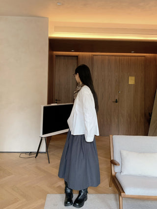 Diagonal Collar Shirt with Wide Pants