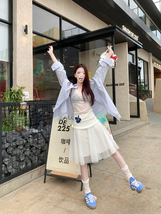 Black Mesh Stitching Skirt