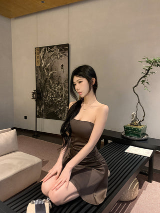 Brown Tube Top Dress