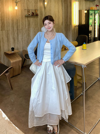 Cardigan Coat with Sling Dress