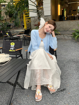 Cardigan Coat with Sling Dress