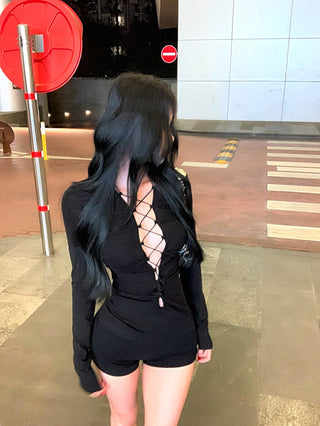 Black Cut-Out Strap Top