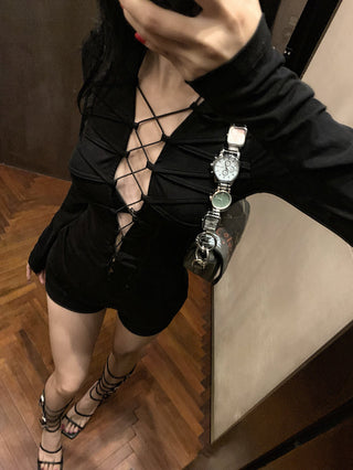 Black Cut-Out Strap Top