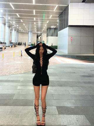 Black Cut-Out Strap Top