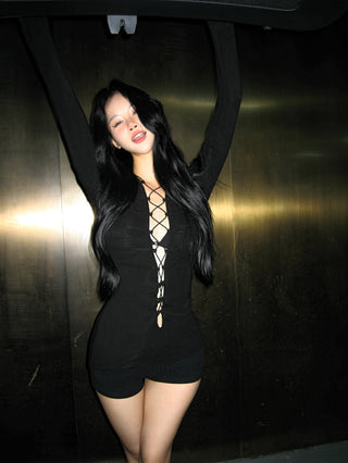 Black Cut-Out Strap Top