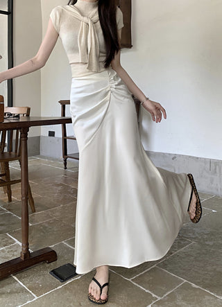 Pleated Apricot Skirt