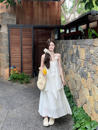 Three-Dimensional Flower Sling Dress