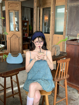 Bow Denim Shirt with Skirt