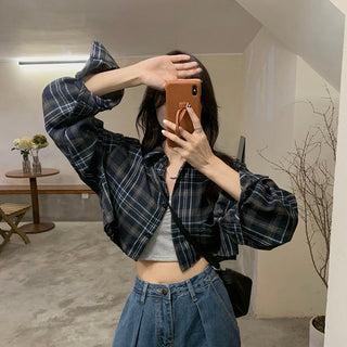 Retro Check Lapel Shirt