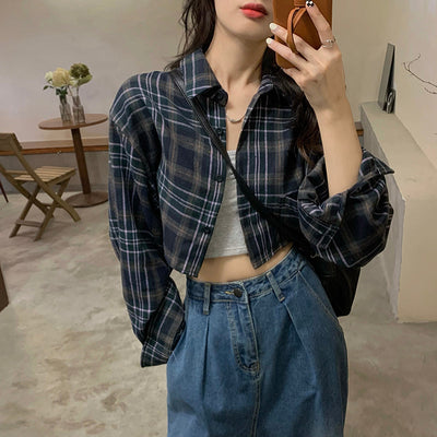 Retro Check Lapel Shirt