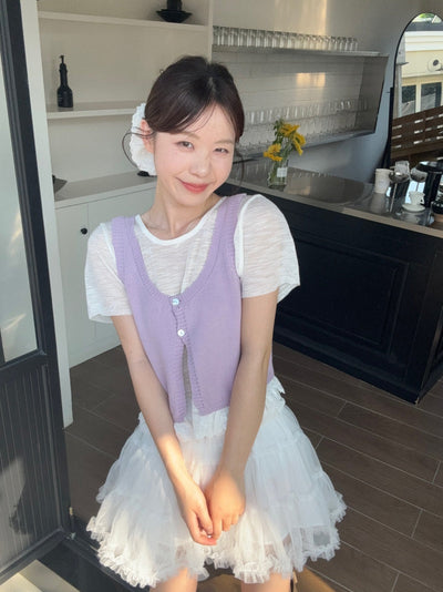 Simple Short-Sleeve Top with Skirt