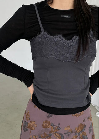 (4 colors) Lace Slim Fit Camisole