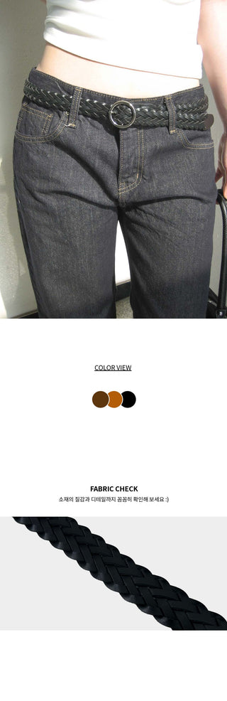 Nickel circular mesh leather twisted belt
