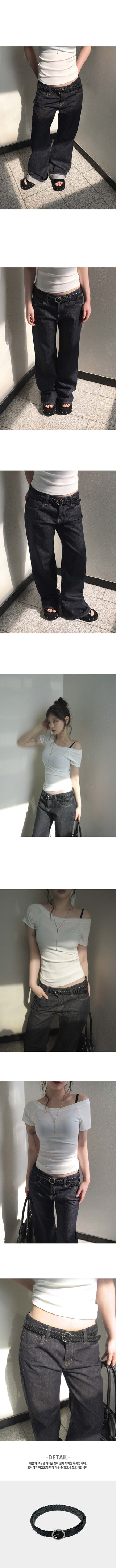 Nickel circular mesh leather twisted belt