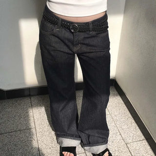 Muse Non-Fade Raw Straight Roll-Up Denim Jeans