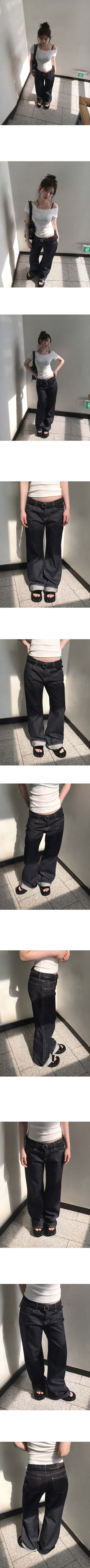 Muse Non-Fade Raw Straight Roll-Up Denim Jeans