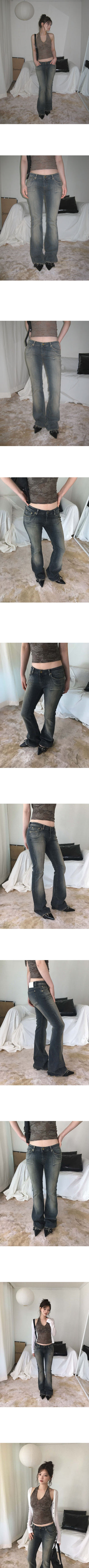 Deep Ochre Wash Low-Rise Stretch Semi-Bootcut Denim Jeans