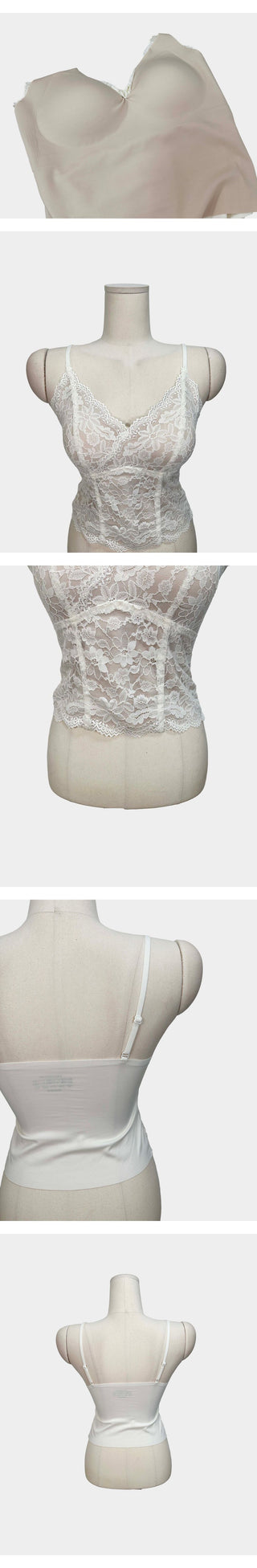 Lingerie Core Lace V-Neck Sleeveless Top with Built-in Cup and Straps